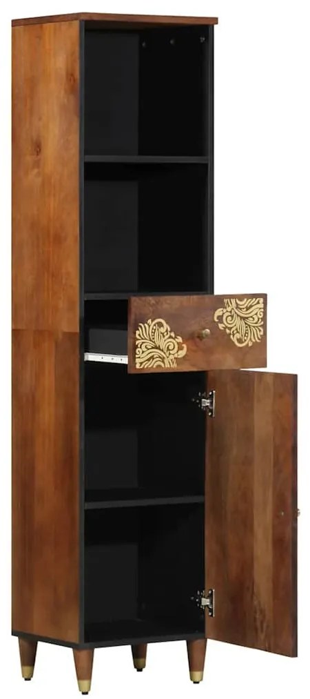 vidaXL Ντουλάπι Μπάνιου καφέ μελί 38 x 33 x 160 εκ. Στερεό ξύλο μάνγκο