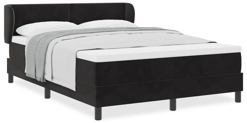 vidaXL Κρεβάτι Box Spring με Στρώμα Μαύρο 140x190 εκ. Βελούδο