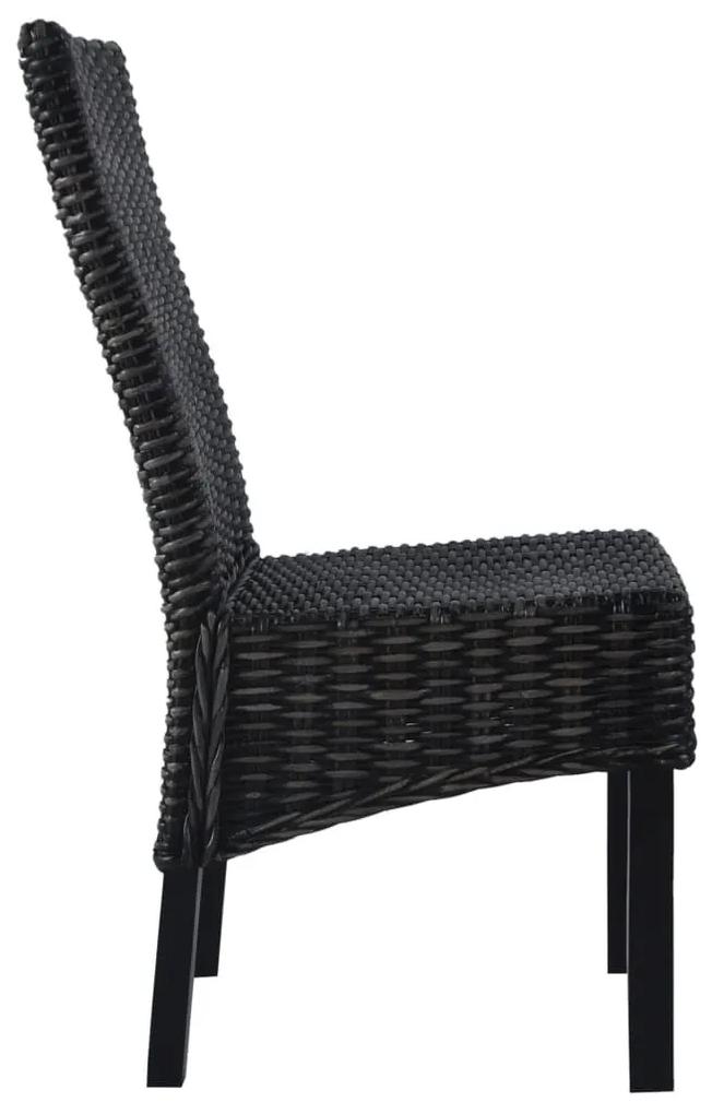 Καρέκλες Τραπεζαρίας 2 τεμ. Μαύρες από Ρατάν Kubu / Ξύλο Μάνγκο - Μαύρο