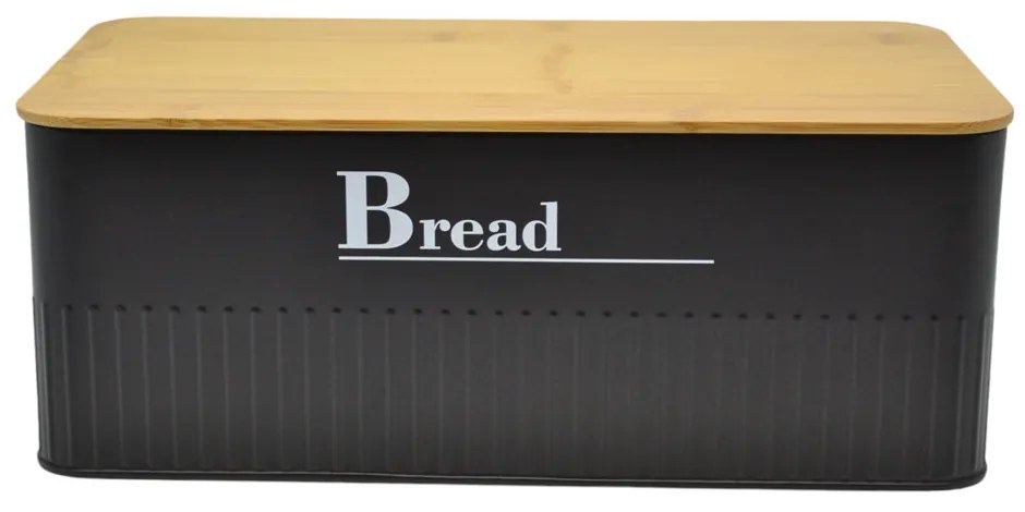 Ψωμιέρα Bread Με Καπάκι Μπαμπού Μαύρο/Φυσικό Μέταλλο 33x18x13cm ANKOR