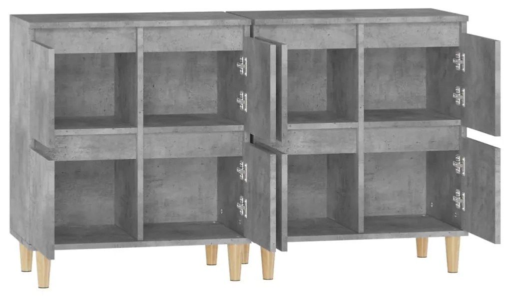 vidaXL Ντουλάπια 2 τεμ. Γκρι Σκυροδέματος 60x35x70 εκ. Επεξεργ. Ξύλο