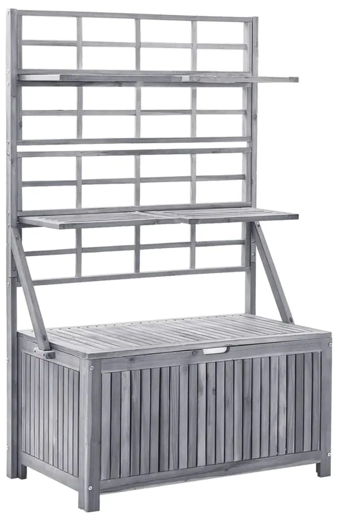 vidaXL Μπαούλο Αποθήκευσης Καφασωτό Γκρι 99x55x160 Μασίφ Ξύλο Ακακίας