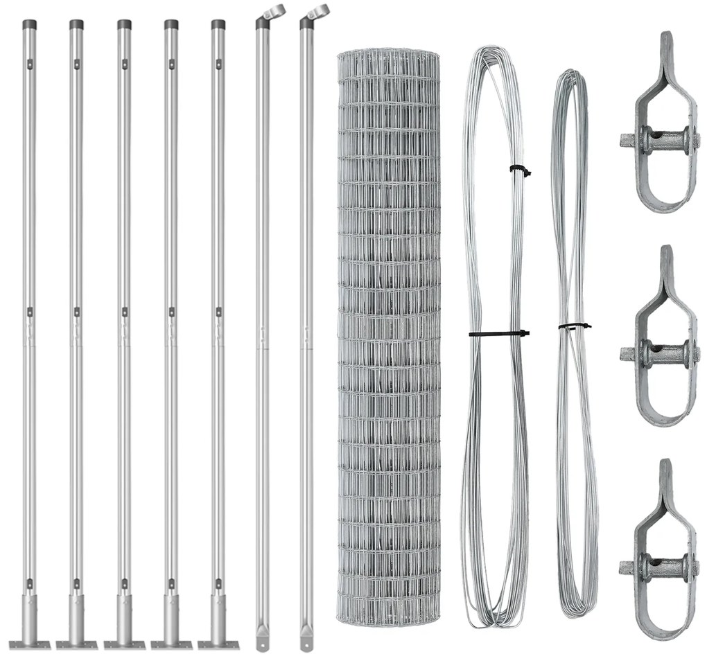 vidaXL Euro Fence με 7 Φλαντζωτούς Πόλους 1.5x10 m Γαλβανισμένος Χάλυβας