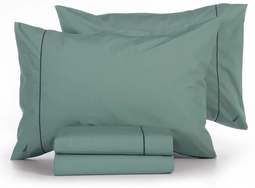 Σεντόνια Nau Wave Solid (Σετ 4τμχ) Green Nautica Υπέρδιπλo 240x270cm 100% Βαμβάκι