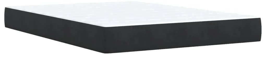 Κρεβάτι Boxspring με Στρώμα Μαύρο 140x190 εκ. Βελούδινο - Μαύρο