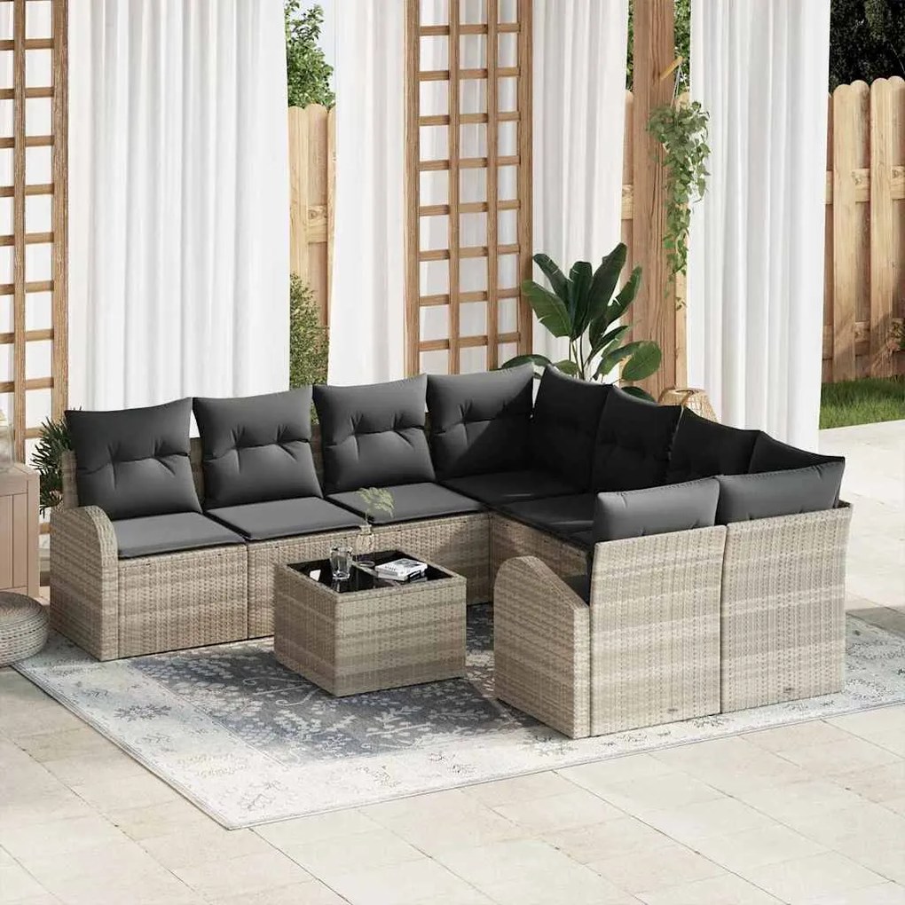 vidaXL Σετ Καναπέ Κήπου 9 pcs 55 x 55 x 37 εκ συνθετικό ρατάν