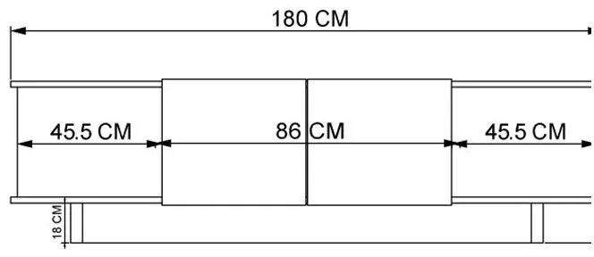 Έπιπλο τηλεόρασης Diona ανθρακί - oak 180x33x50 εκ. 180x33x50 εκ.