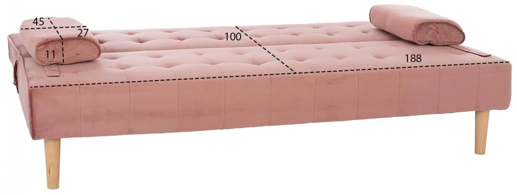 Καναπές - Κρεβάτι Wanda Βελούδο Σάπιο Μήλο 188x83x83Y εκ. 188x83x83 εκ.