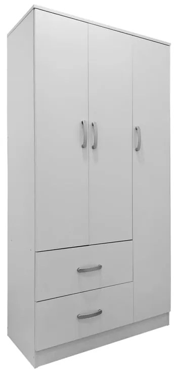 Ντουλάπα τρίφυλλη με 2 συρτάρια Lego pakoworld σε λευκή απόχρωση 90x42x180εκ