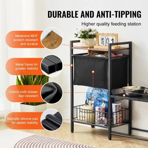 VEVOR Pet Feeding Station with Storage Dog Food &amp; Toy Organizer Raised Dog Bowls