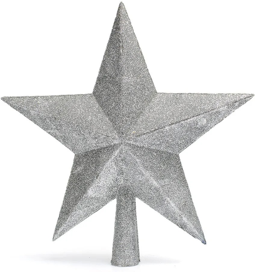 Χριστουγεννιάτικη Κορυφή Δέντρου Ασημί με Glitter 20cm 237528