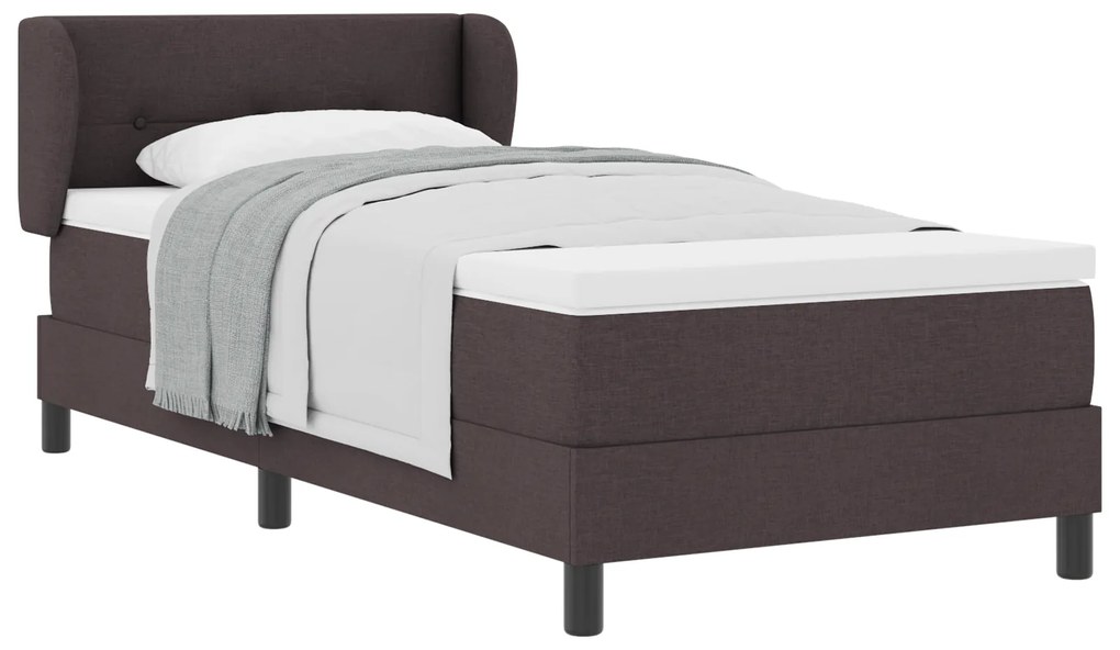 vidaXL Κρεβάτι Box Spring με Στρώμα Σκούρο Καφέ 100x200 εκ Υφασμα