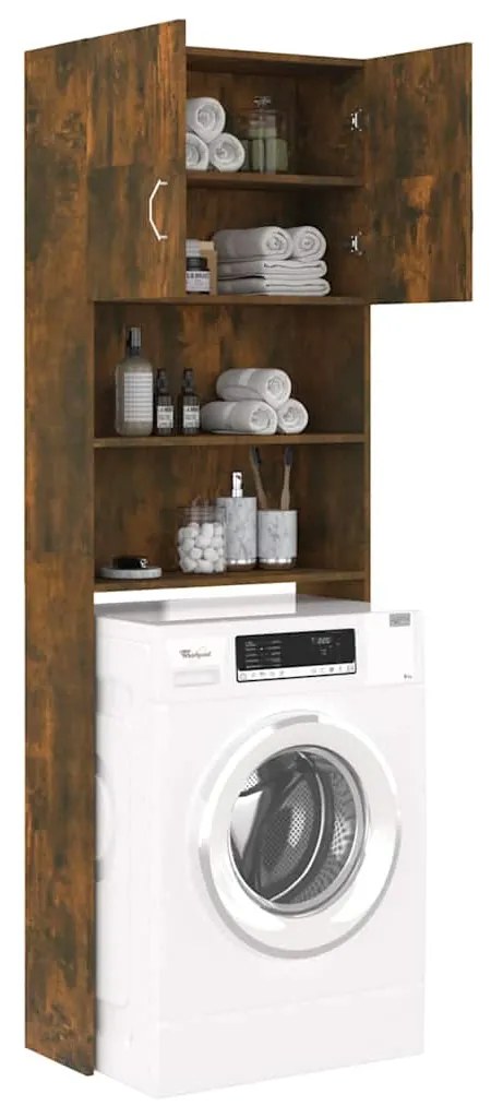 vidaXL Ντουλάπι Πλυντηρίου Καπνιστή Δρυς 64 x 25,5 x 190 εκ.