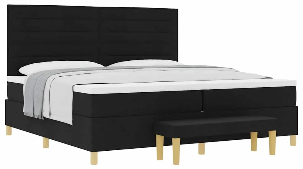 vidaXL Κρεβάτι με ελατήρια με στρώμα Μαύρο 200 x 200 cm ύφασμα