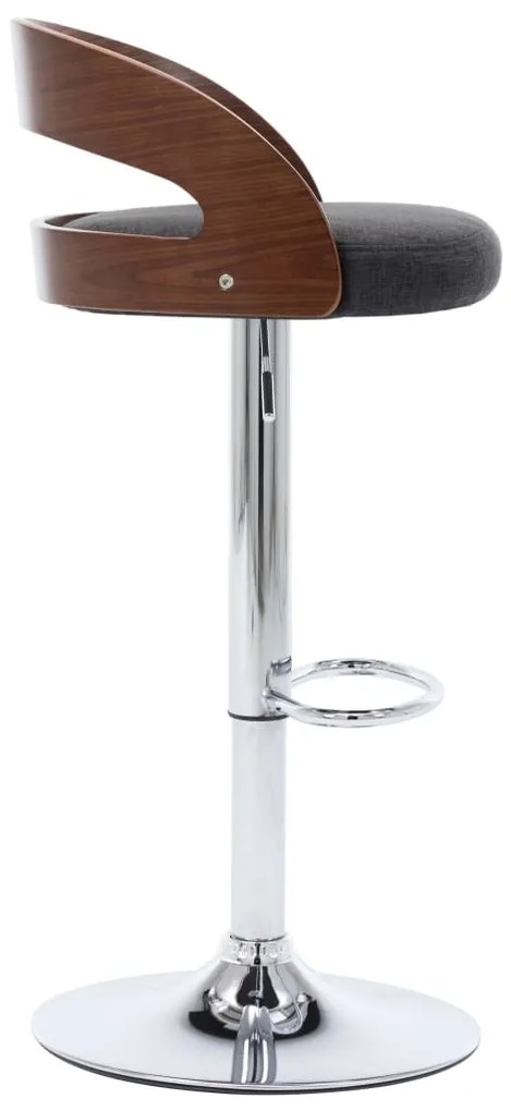 vidaXL Σκαμπό Μπαρ 2 τεμ. Σκούρο Γκρι Ύφασμα / Λυγισμένο Ξύλο