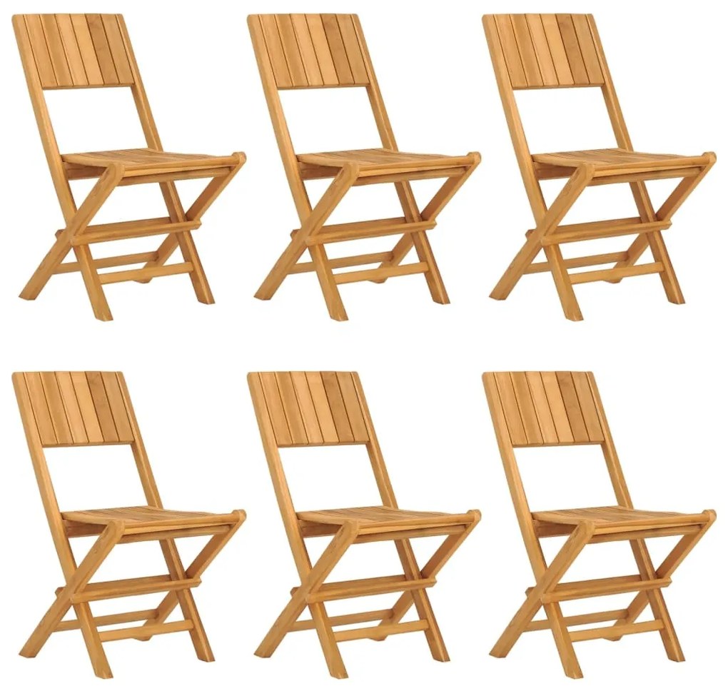 vidaXL Καρέκλες Κήπου Πτυσσόμενες 6 τεμ. 47x61x90 εκ. Μασίφ Ξύλο Teak