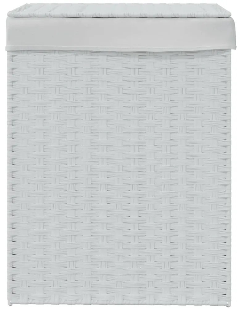 vidaXL Καλάθι Πλυντηρίου με Καπάκι Λευκό 46x33x60 εκ. Συνθετικό Ρατάν