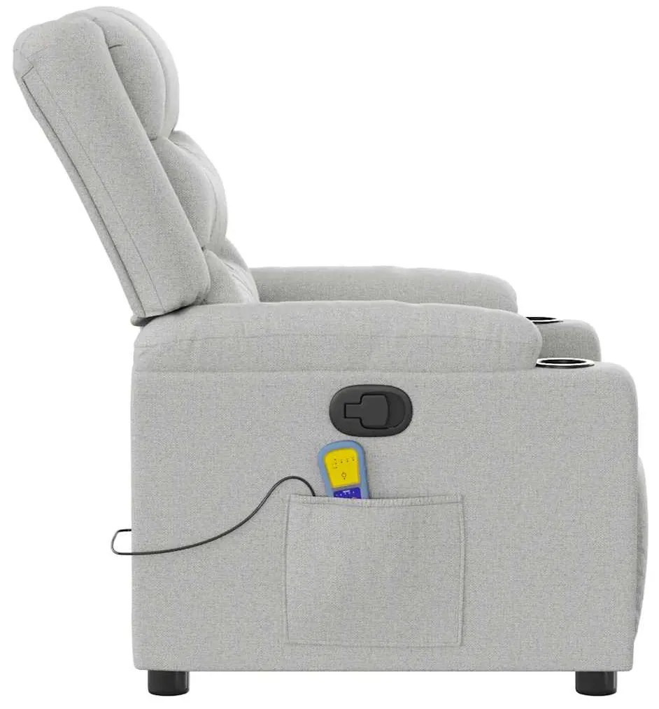 vidaXL καρέκλα ανάκλισης μασάζ Cloud Grey Fabric