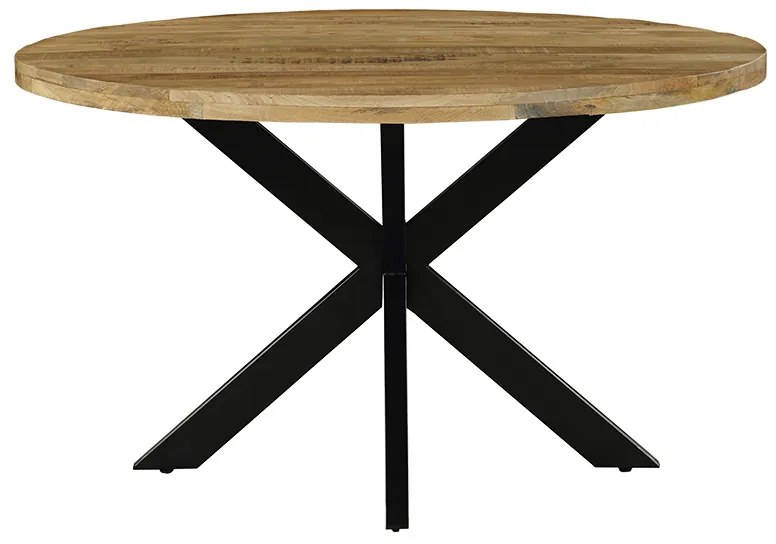 Τραπέζι Royalty pakoworld μασίφ ξύλο mango 4εκ καρυδί-πόδι μαύρο Φ130x77εκ