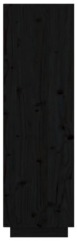 Ντουλάπι Ψηλό Μαύρο 74 x 35 x 117 εκ. από Μασίφ Ξύλο Πεύκου - Μαύρο