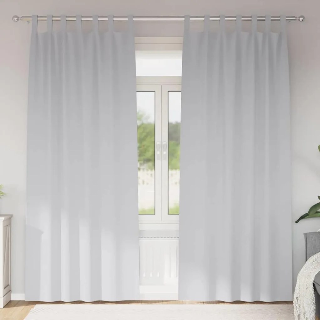 vidaXL Κουρτίνες με κουρτίνες 2 pcs Ανοιχτό Γκρι Πολυεστέρας