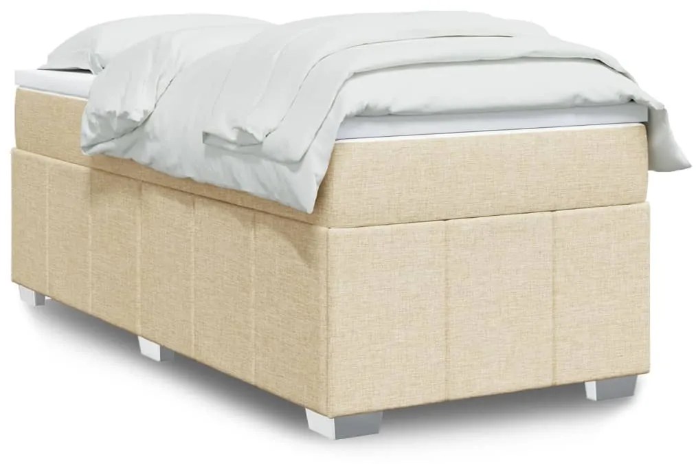 vidaXL Κρεβάτι Boxspring με Στρώμα Κρεμ 100 x 200 εκ. Υφασμάτινο