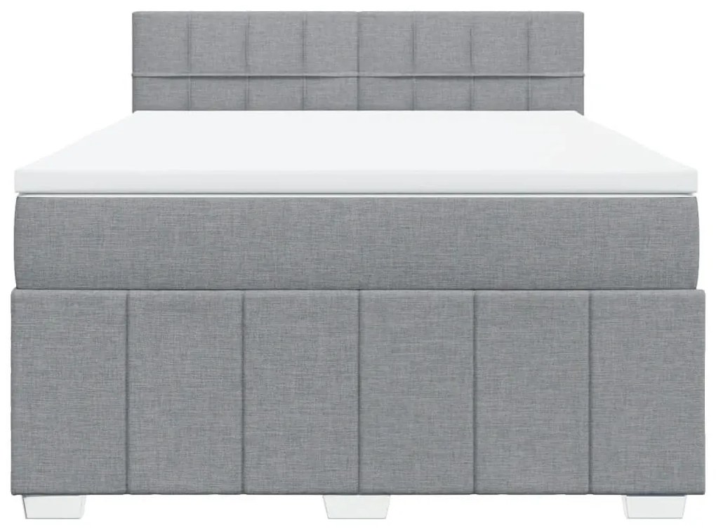 Κρεβάτι Boxspring με Στρώμα Ανοιχτό Γκρι 140x190 εκ. Υφασμάτινο - Γκρι