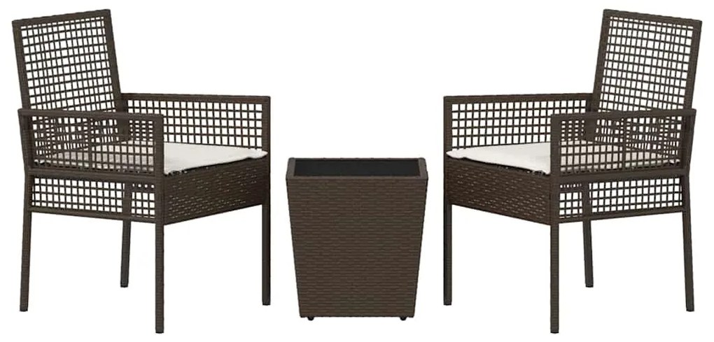 vidaXL Σετ Μπιστρό Κήπου 3 pcs Καφέ Πολυ ράταν