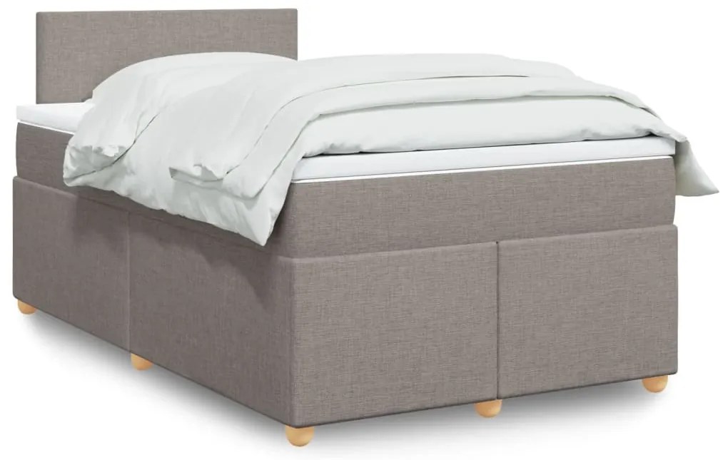 vidaXL Κρεβάτι Boxspring με Στρώμα Taupe 120x190 εκ. Υφασμάτινο