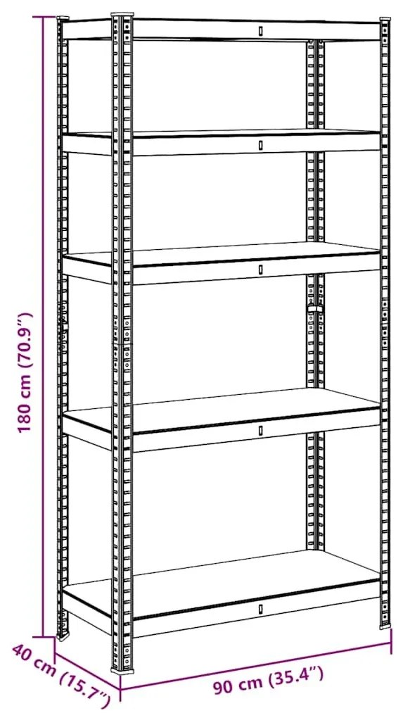 Ραφιέρα Γωνιακή 5 Επιπέδων Μπλε από Ατσάλι &amp; Επεξεργασμένο Ξύλο - Μπλε