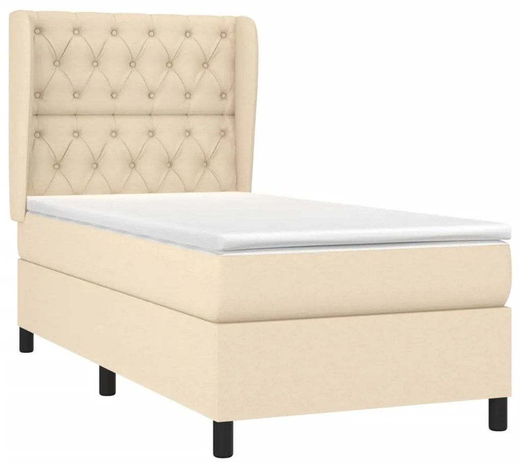 vidaXL Κρεβάτι Boxspring με Στρώμα Κρεμ 80 x 200 εκ. Υφασμάτινο