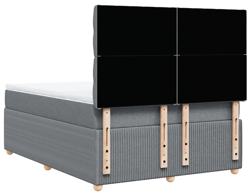 vidaXL Κρεβάτι Boxspring με Στρώμα Ανοιχτό Γκρι 140x200 εκ. Υφασμάτινο