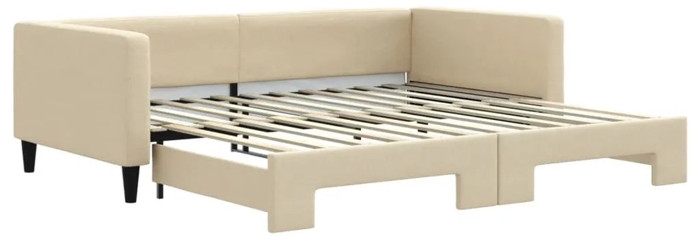 vidaXL Καναπές Κρεβάτι Συρόμενος Κρεμ 100 x 200 εκ. Υφασμάτινος