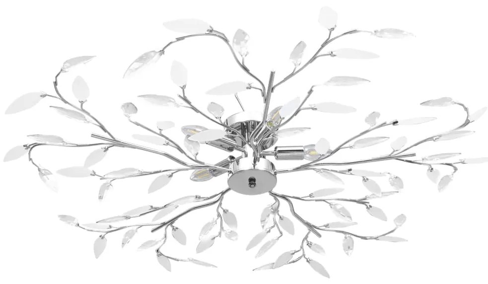 vidaXL Φωτιστικό Οροφής Λευκό με Ακρυλ. Κρυστάλ. Φύλλα 5 Λαμπτήρες Ε14