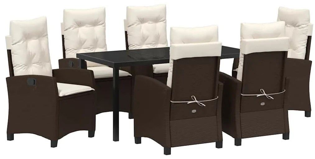 vidaXL Σέτ φαγητού για κήπο 7 pcs Καφέ συνθετικό ρατάν