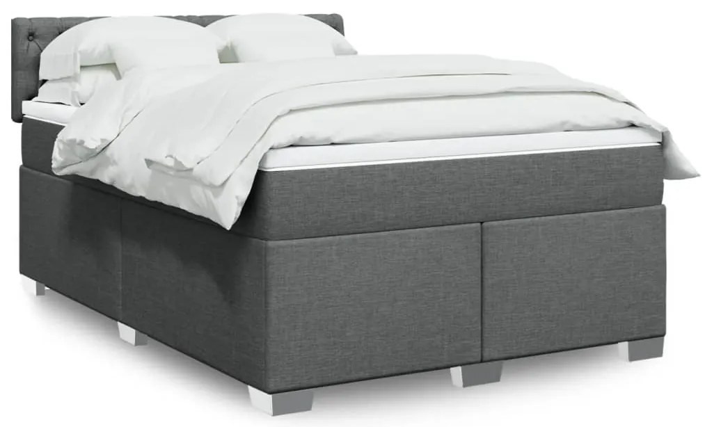 vidaXL Κρεβάτι Boxspring με Στρώμα Σκούρο Γκρι 160x200 εκ Υφασμάτινο