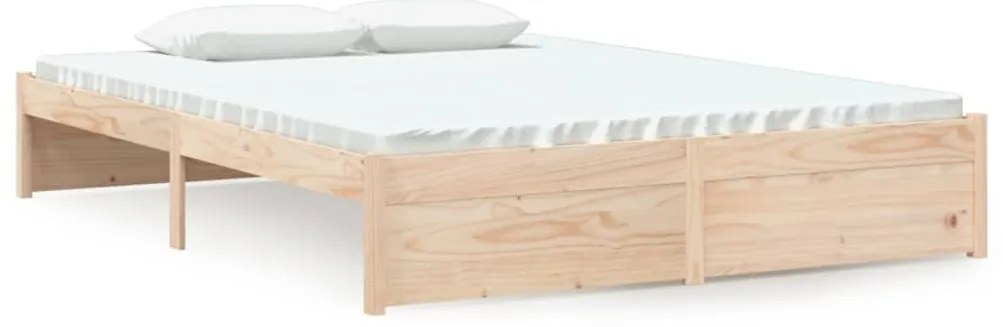 vidaXL Πλαίσιο Κρεβατιού 135 x 190 εκ. από Μασίφ Ξύλο Double