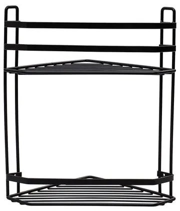 Estia Εταζέρα Elegant Μεταλλική Γωνιακή 2 Θέσεων 32x28x18cm Μαύρη 02-6471