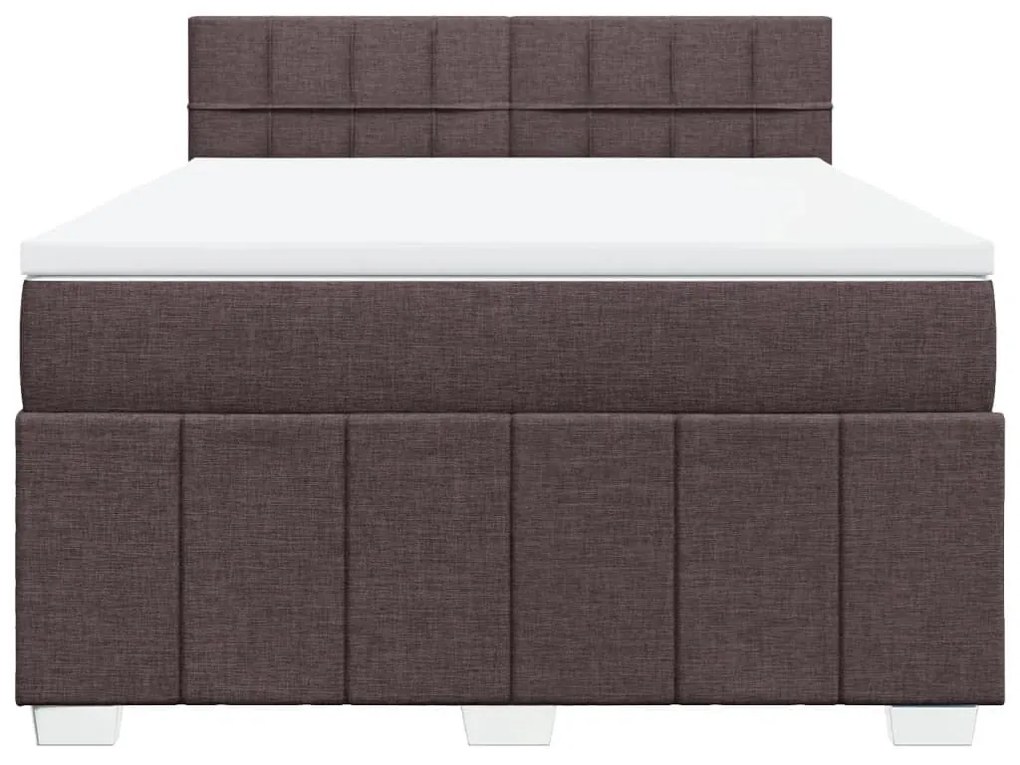 Κρεβάτι Boxspring με Στρώμα Σκούρο Καφέ 140x200 εκ Υφασμάτινο - Καφέ