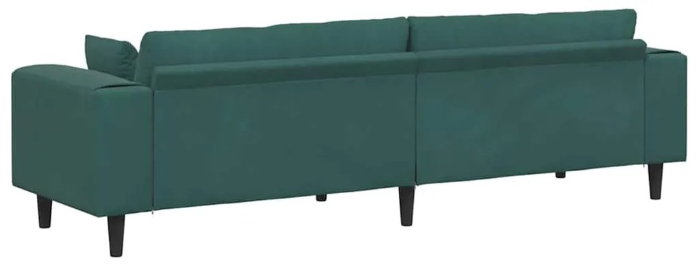 vidaXL Καναπές με μαξιλάρι Σκούρο Πράσινο 250 x 77 x 76 εκ. Βελούδο