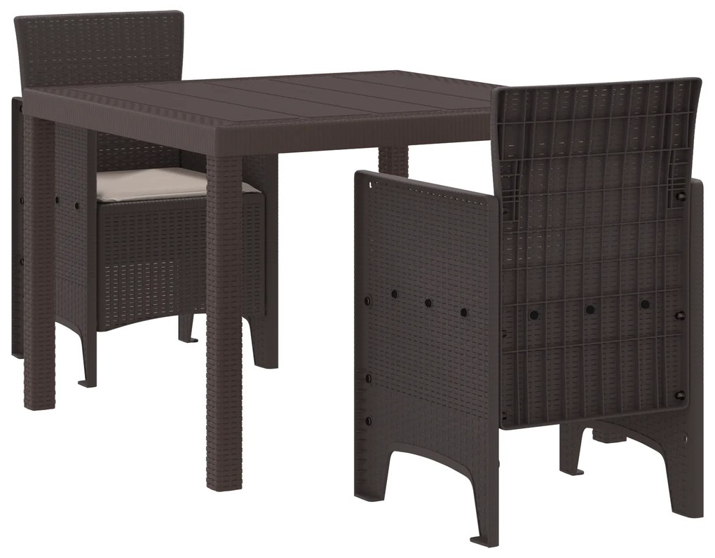 vidaXL Σετ τραπεζαρίας κήπου 3 pcs Καφέ 100 x 100 x 73 εκ