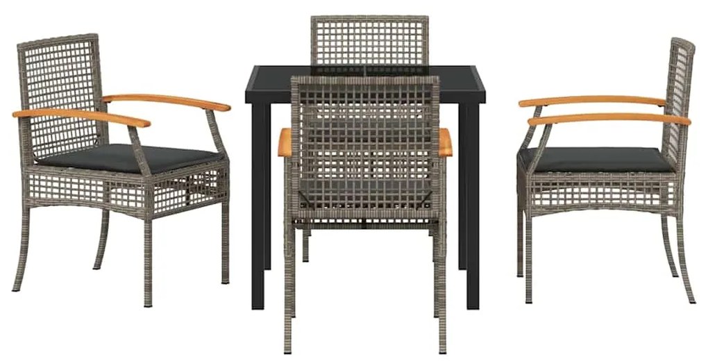 vidaXL Σέτ φαγητού για κήπο 5 pcs Γκρι συνθετικό ρατάν