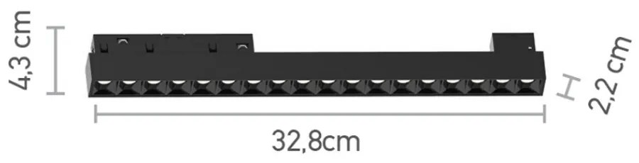 Φωτιστικό LED 18W 3CCT για μαγνητική ράγα σε μαύρη απόχρωση D:32,8X2,2X4,3cm (TM0060-Black)