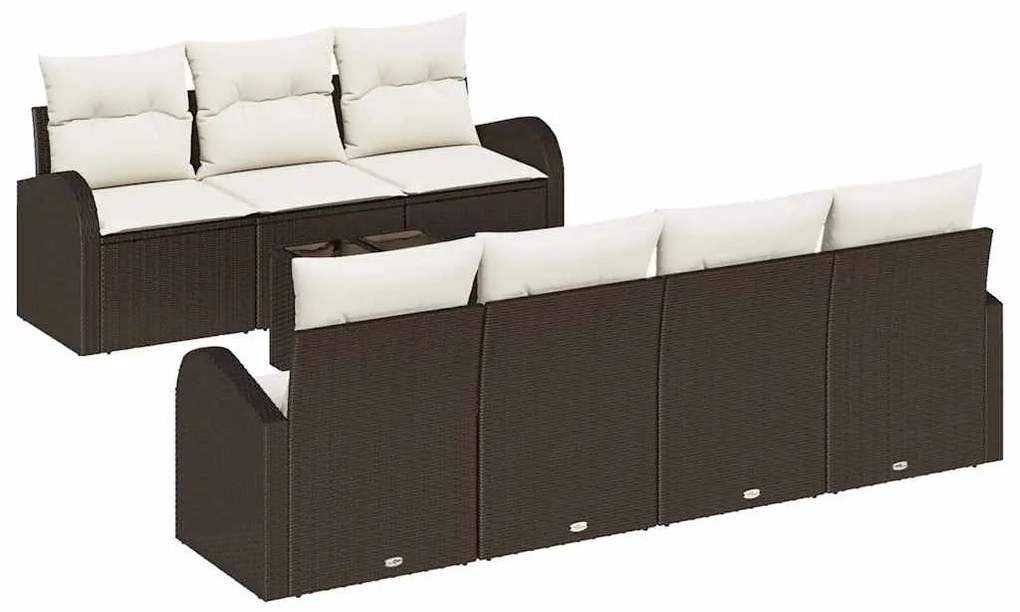 vidaXL Σετ Καναπέ Κήπου 8 pcs Καφέ 55 x 55 x 37 εκ συνθετικό ρατάν