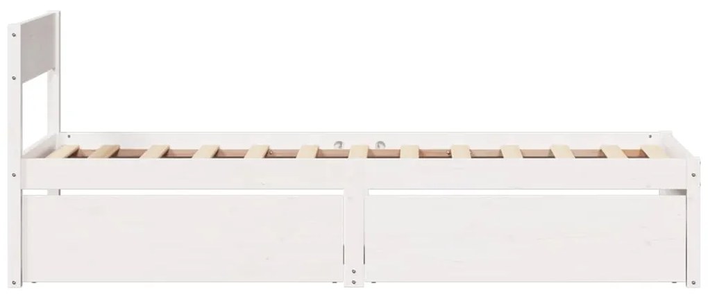 vidaXL Πλαίσιο Κρεβατιού με Συρτάρια Λευκό 90x190εκ. Ξύλο Πεύκου