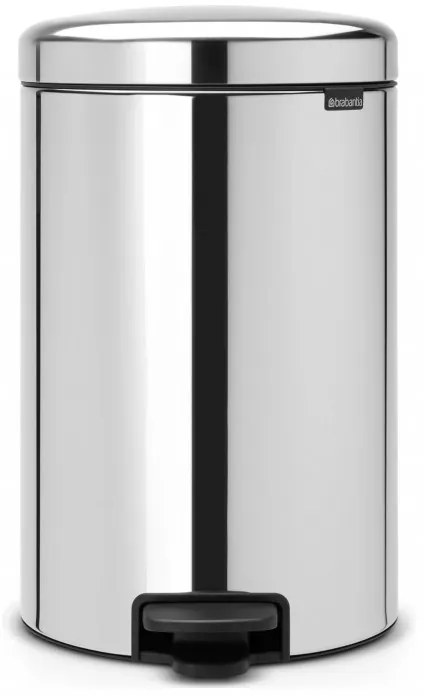 Κάδος με πεντάλ Brabantia NewIcon 649040, 20 l, Ομαλό κλείσιμο, Αντιολισθητική βάση, Inox