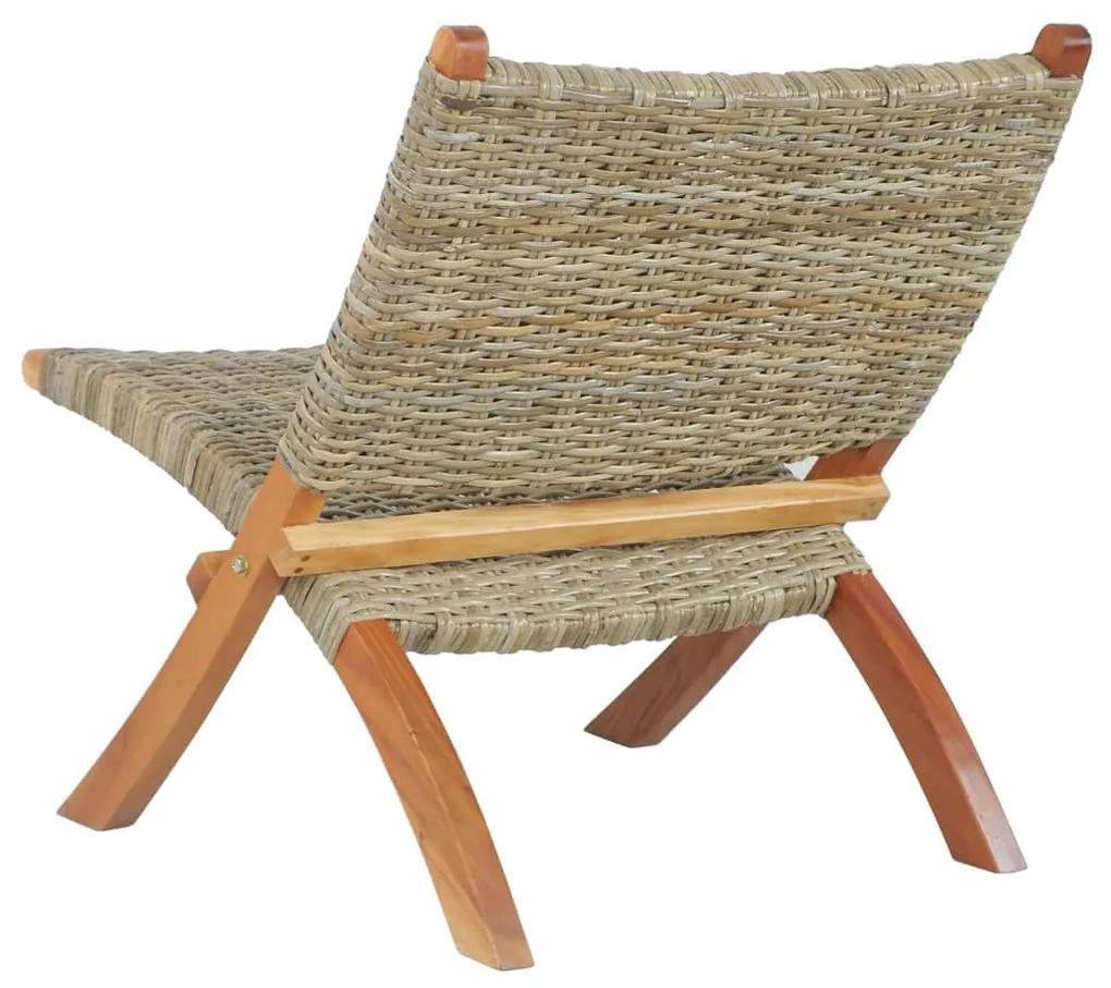 Καρέκλα από Φυσικό Ρατάν Kubu και Μασίφ Μαόνι - Καφέ