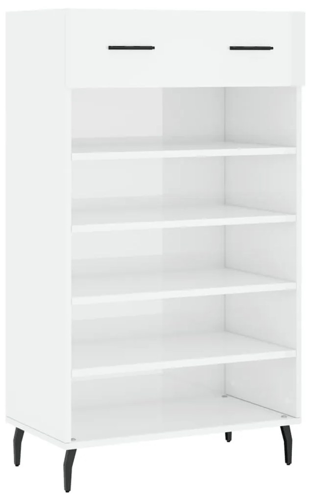 vidaXL Παπουτσοθήκη Γυαλιστερό Λευκό 60x35x105 εκ. Επεξεργασμένο Ξύλο