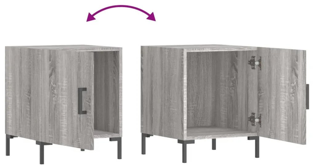 vidaXL Κομοδίνα 2 τεμ. Γκρι Sonoma 40 x 40 x 50 εκ. από Επεξεργ. Ξύλο