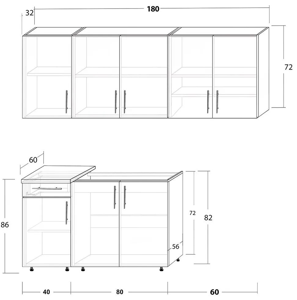 Σύνθεση κουζίνας EMMA Σονόμα 180 εκ. 180x56.5x218 εκ.